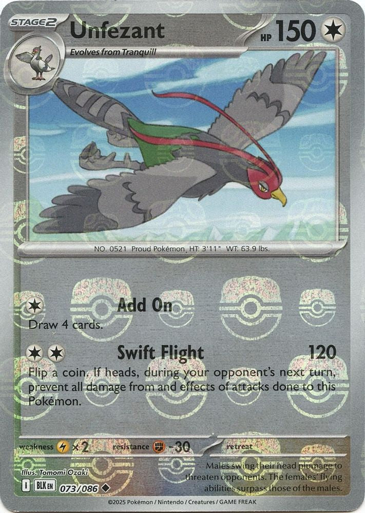 Unfezant (Master Ball Pattern) 073 - Holofoil SV Black Bolt - Uncommon