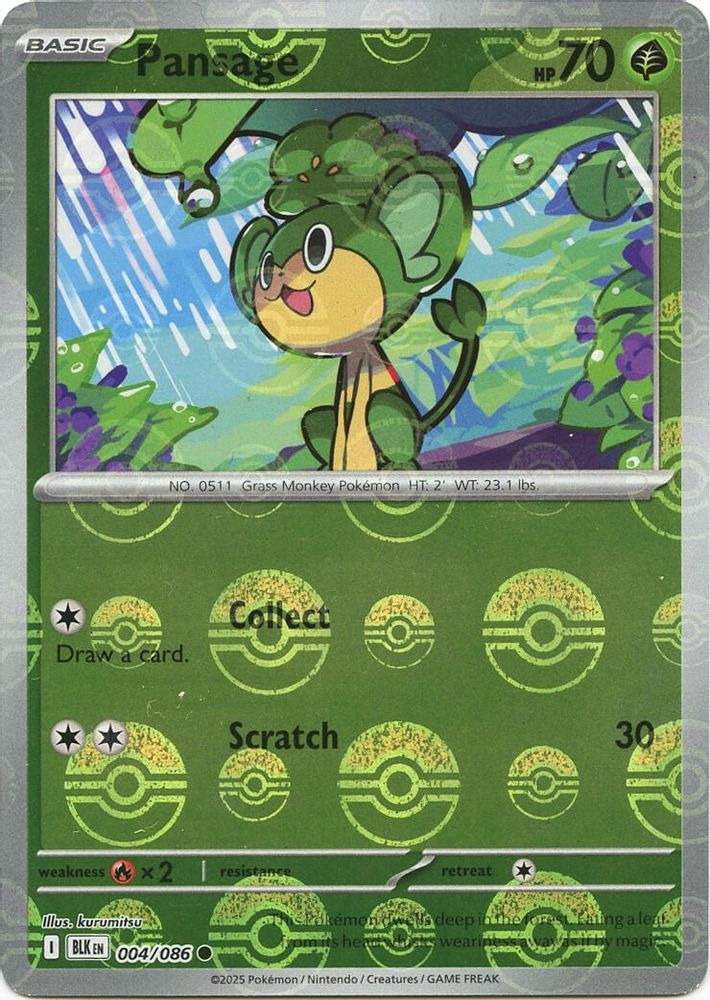 Pansage (Poke Ball Pattern) 004 - Holofoil SV Black Bolt - Common
