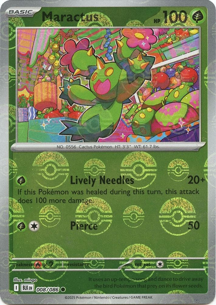 Maractus (Poke Ball Pattern) 008 - Holofoil SV Black Bolt - Common