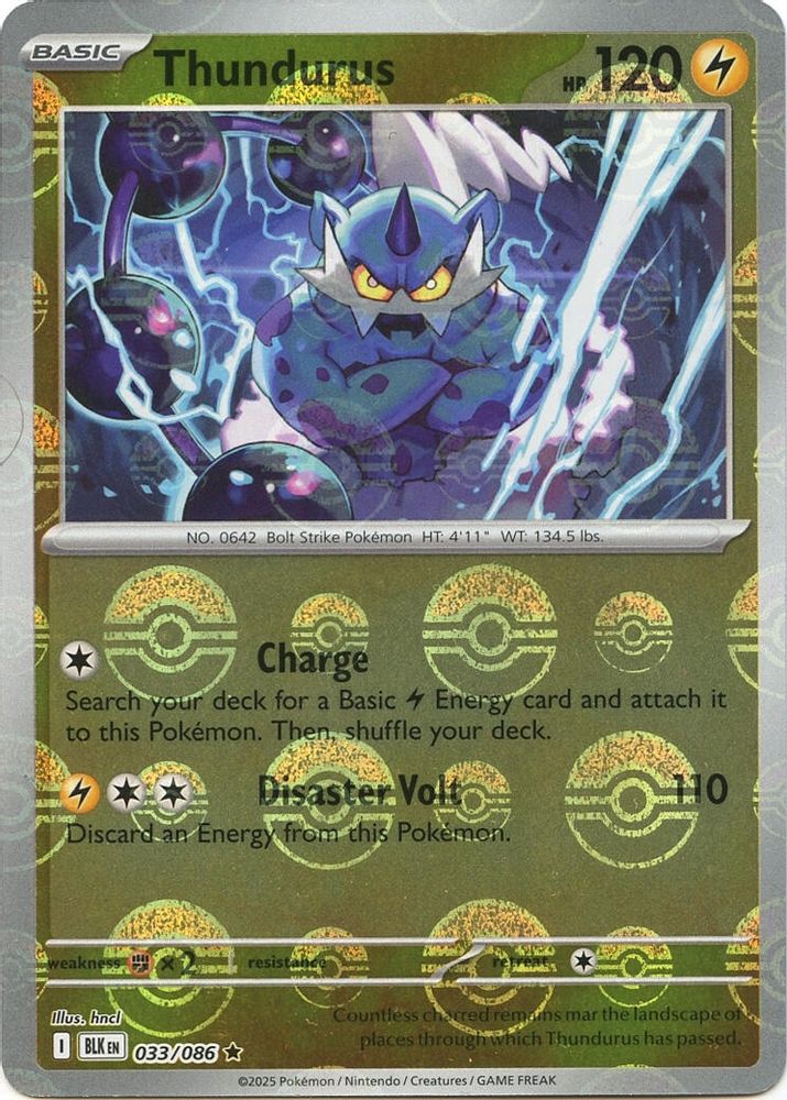 Thundurus (Poke Ball Pattern) 033 - Holofoil SV Black Bolt - Rare