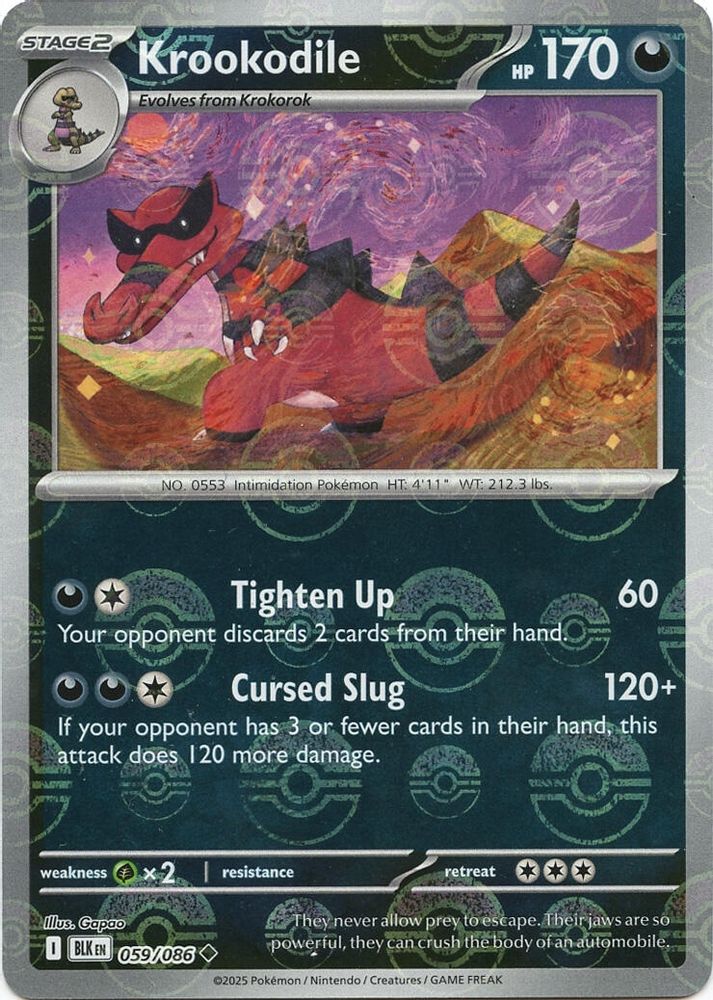 Krookodile (Poke Ball Pattern) 059 - Holofoil SV Black Bolt - Uncommon