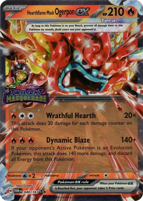 Hearthflame Mask Ogerpon ex (Twilight Masquerade Stamp) 040 - Holofoil Miscellaneous Cards & Products - Double Rare