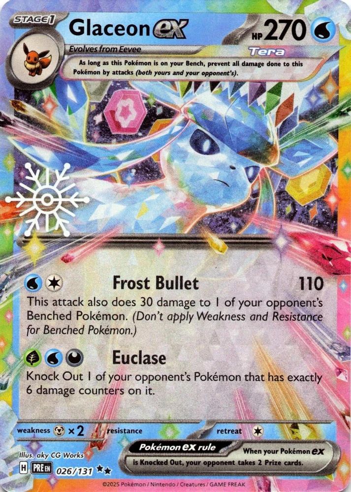 Glaceon ex (Holiday Calendar) 026/131 - Holofoil SV Prismatic Evolutions - Double Rare