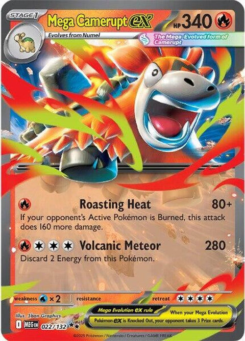 Mega Camerupt ex 022/132 - Holofoil ME01 Mega Evolution - Double Rare