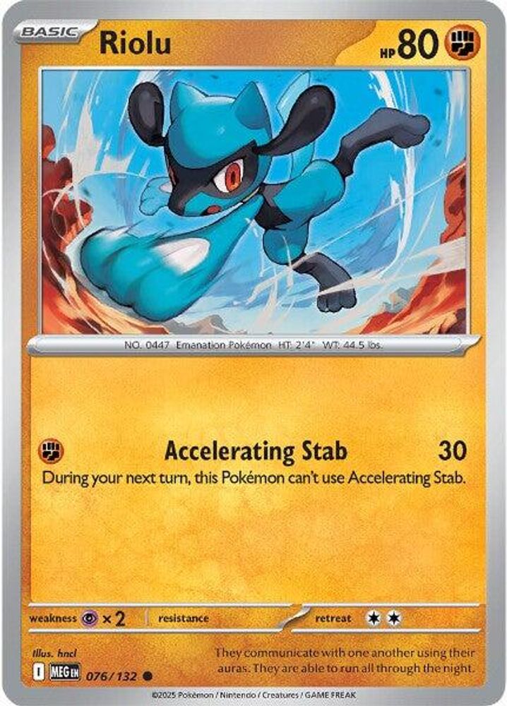 Riolu 076 - Reverse Holofoil ME01 Mega Evolution - Common