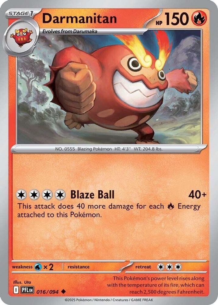 Darmanitan 016 - Reverse Holofoil ME02 Phantasmal Flames - Uncommon