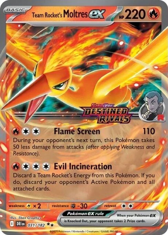 Team Rocket's Moltres ex (Destined Rivals Stamp) 031/182 - Holofoil Miscellaneous Cards & Products - Double Rare