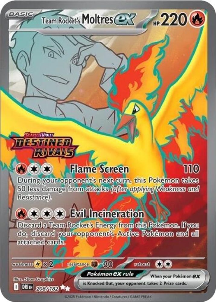 Team Rocket's Moltres ex (Destined Rivals Stamp) 208/182 - Holofoil Miscellaneous Cards & Products - Double Rare
