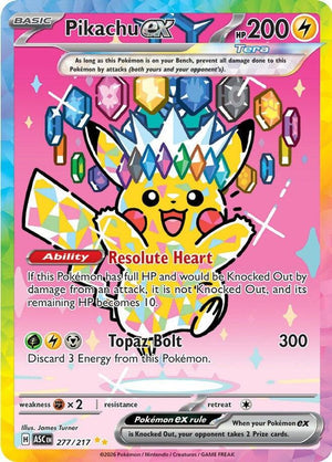 Pikachu ex 277/217 - Holofoil ME Ascended Heroes - Special Illustration Rare