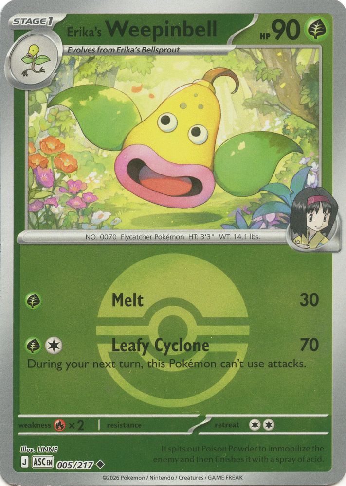 Erika's Weepinbell (Poke Ball) 005 - Reverse Holofoil ME Ascended Heroes - Uncommon