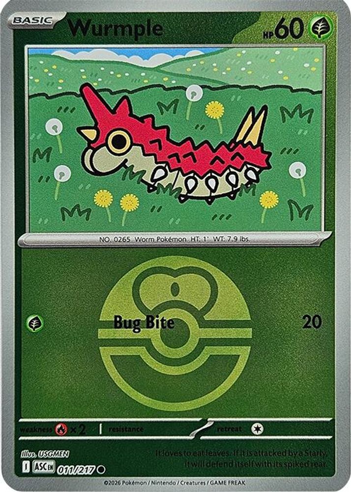 Wurmple (Love Ball) 011 - Reverse Holofoil ME Ascended Heroes - Common
