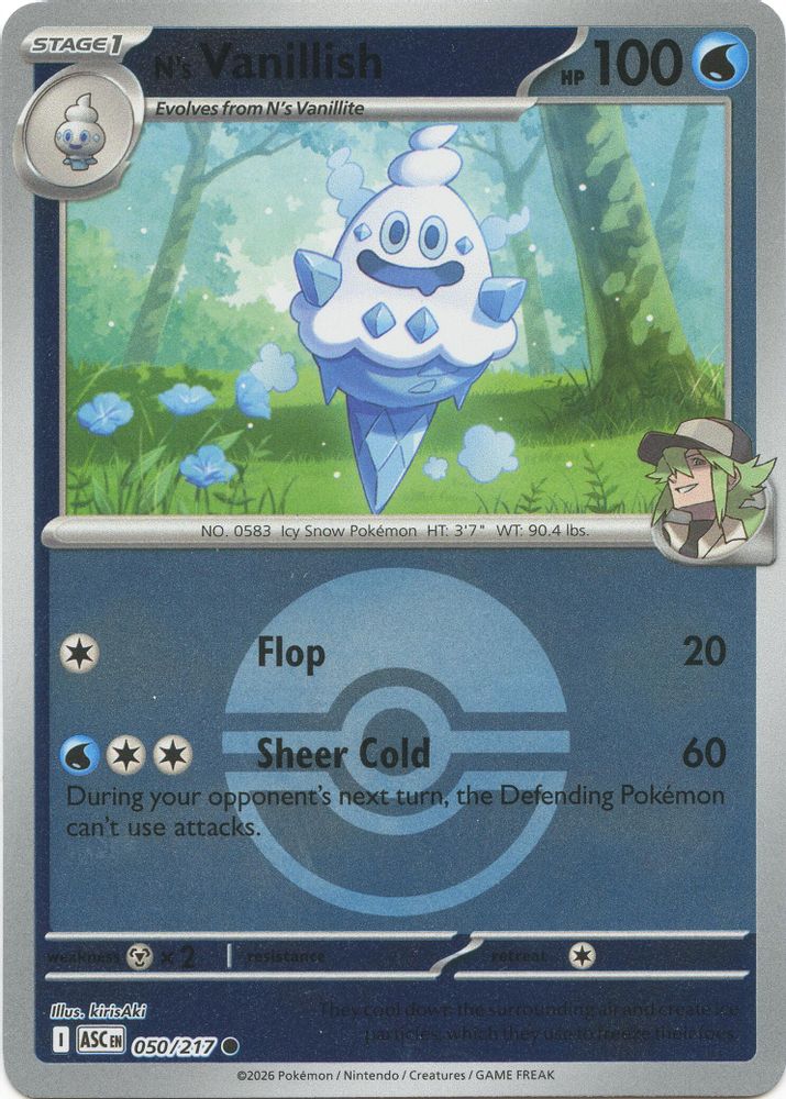 N's Vanillish (Poke Ball) 050 - Reverse Holofoil ME Ascended Heroes - Common