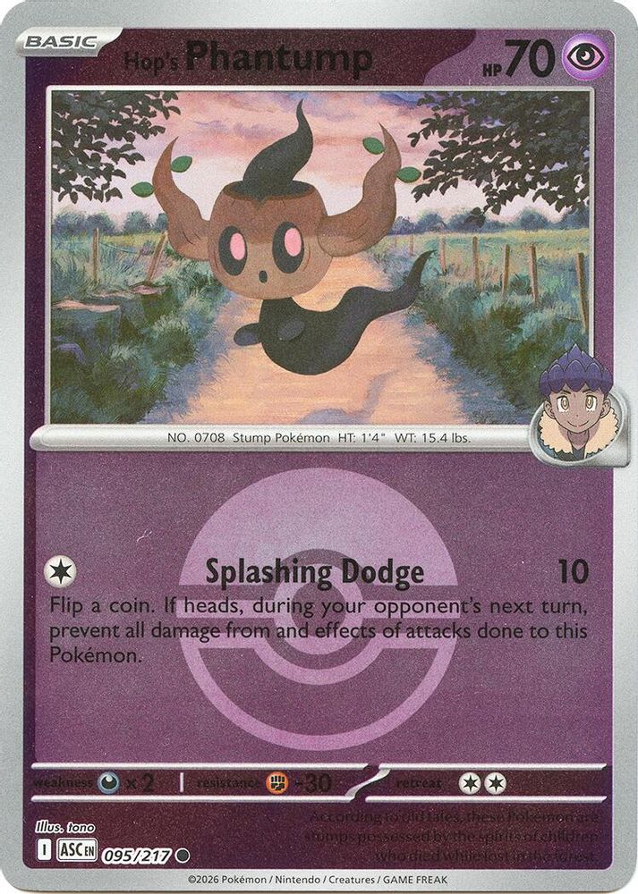 Hop's Phantump (Poke Ball) 095 - Reverse Holofoil ME Ascended Heroes - Common