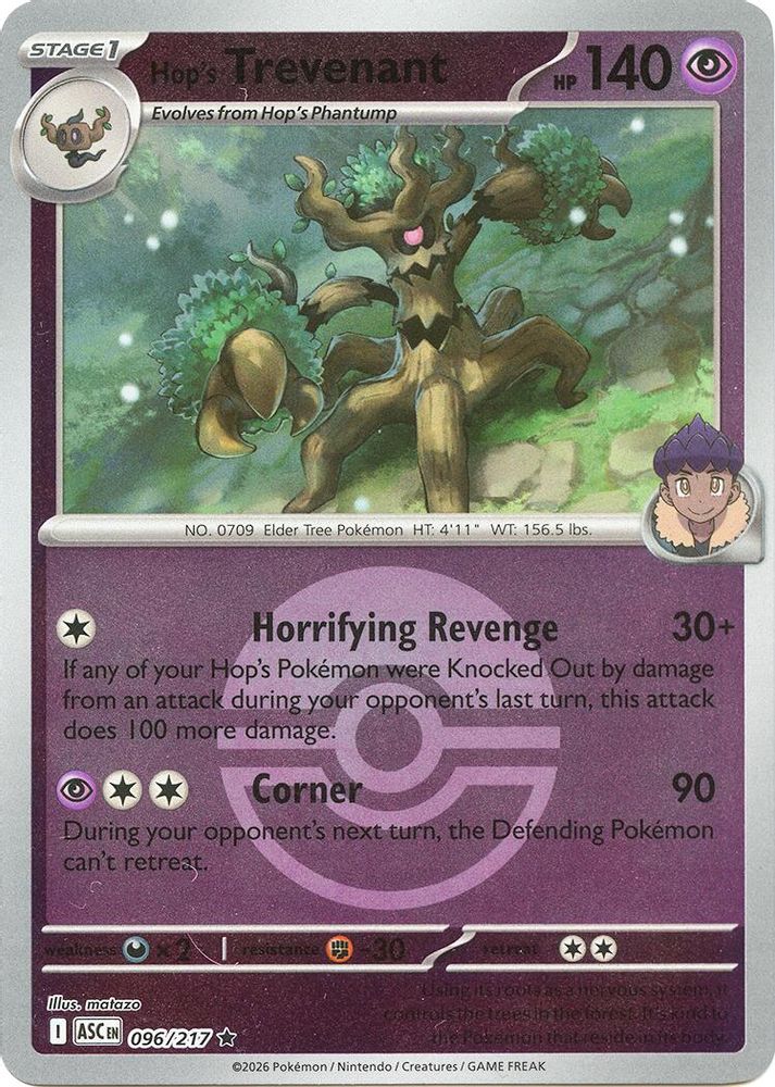 Hop's Trevenant (Poke Ball) 096/217 - Reverse Holofoil ME Ascended Heroes - Rare