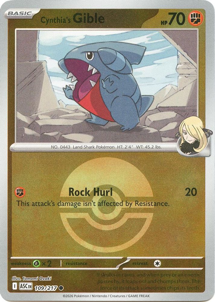 Cynthia's Gible (Poke Ball) 109 - Reverse Holofoil ME Ascended Heroes - Common