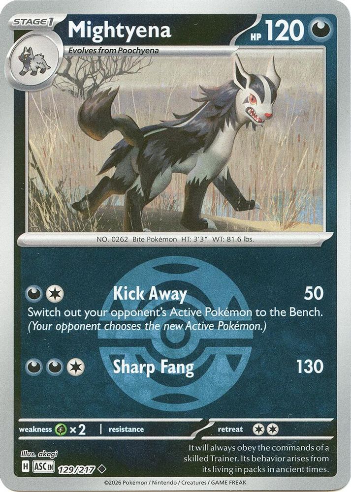 Mightyena (Dusk Ball) 129/217 - Reverse Holofoil ME Ascended Heroes - Uncommon