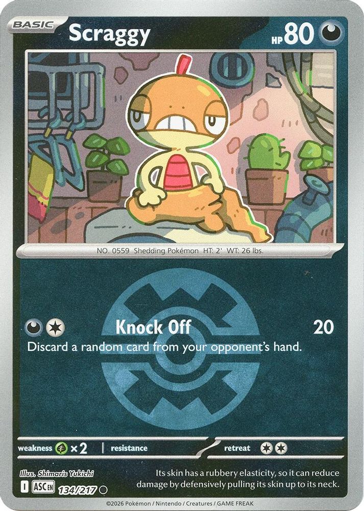 Scraggy (Quick Ball) 134 - Reverse Holofoil ME Ascended Heroes - Common