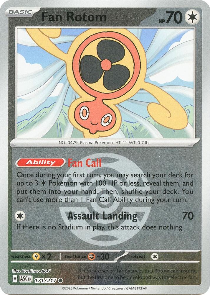 Fan Rotom (Dusk Ball) 171/217 - Reverse Holofoil ME Ascended Heroes - Common