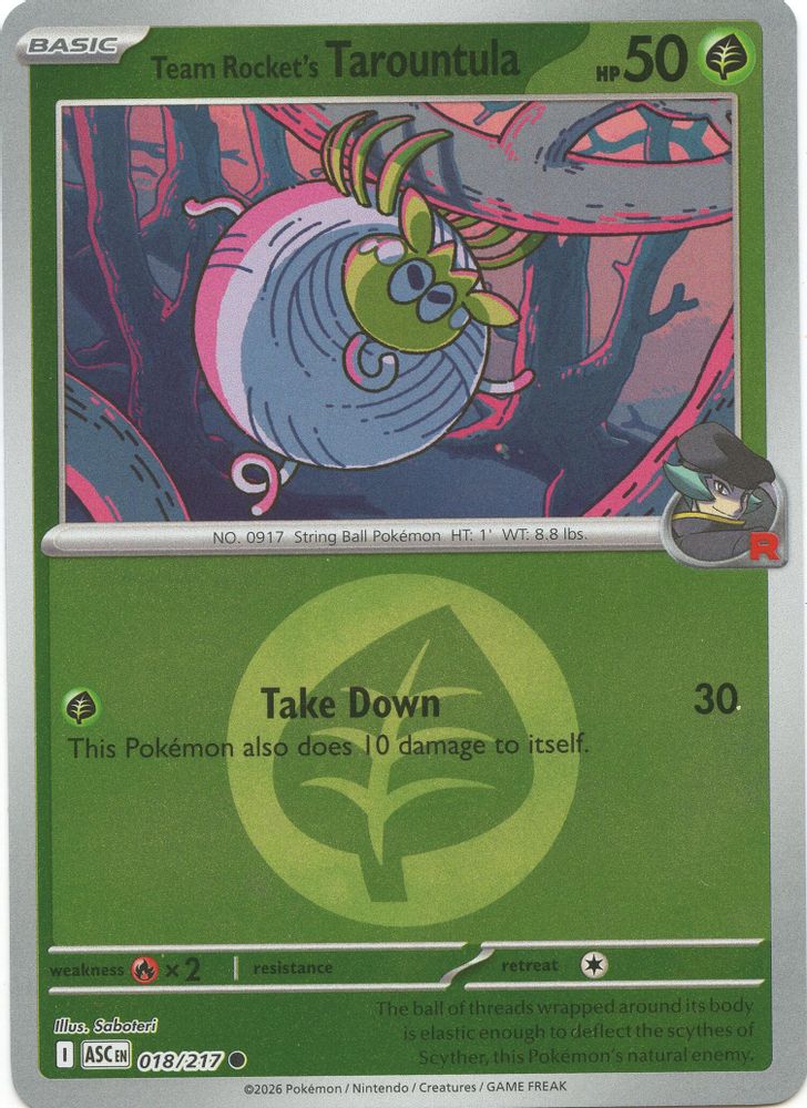 Team Rocket's Tarountula (Energy Symbol Pattern) 018 - Reverse Holofoil ME Ascended Heroes - Common
