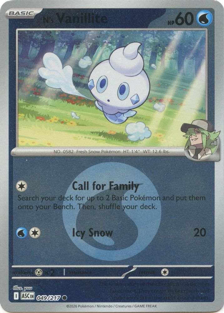 N's Vanillite (Energy Symbol Pattern) 049 - Reverse Holofoil ME Ascended Heroes - Common