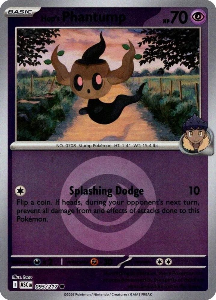 Hop's Phantump (Energy Symbol Pattern) 095 - Reverse Holofoil ME Ascended Heroes - Common