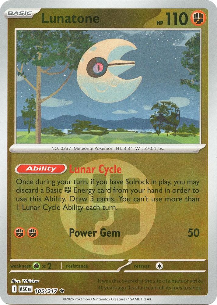 Lunatone (Energy Symbol Pattern) 105 - Reverse Holofoil ME Ascended Heroes - Rare