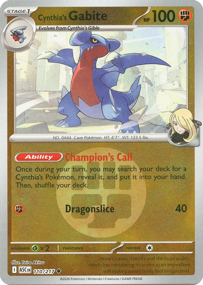 Cynthia's Gabite (Energy Symbol Pattern) 110 - Reverse Holofoil ME Ascended Heroes - Uncommon