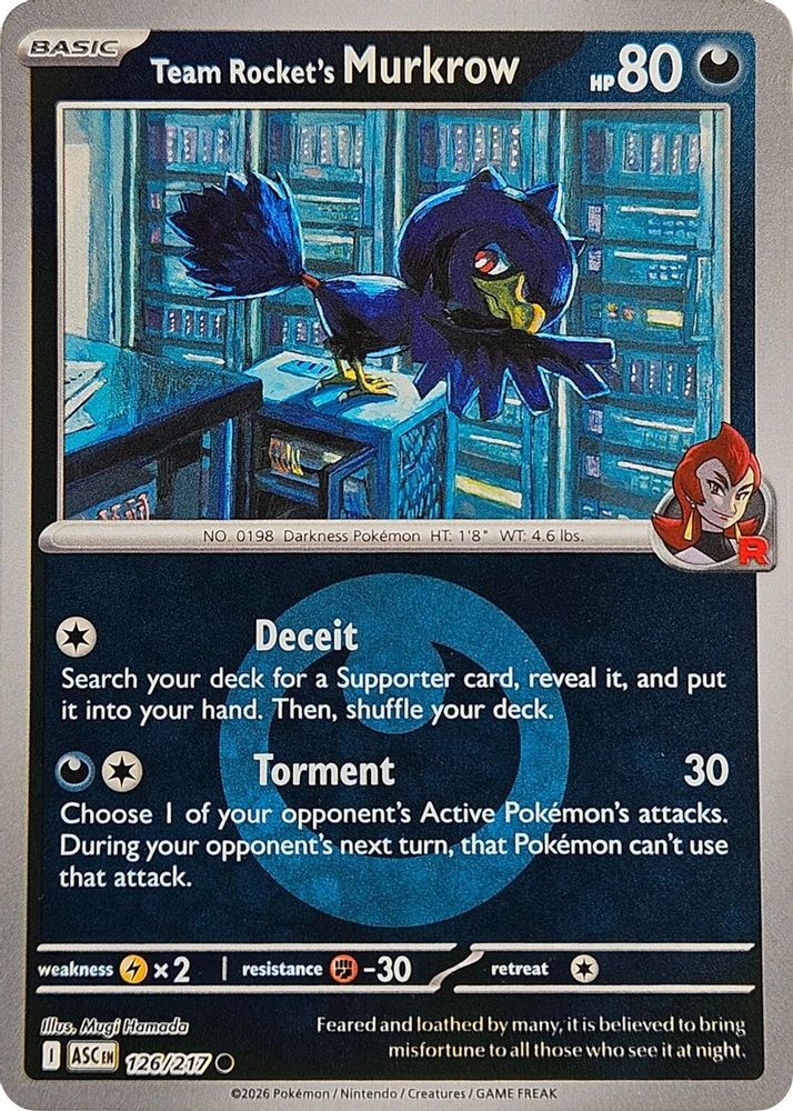 Team Rocket's Murkrow (Energy Symbol Pattern) 126 - Reverse Holofoil ME Ascended Heroes - Common