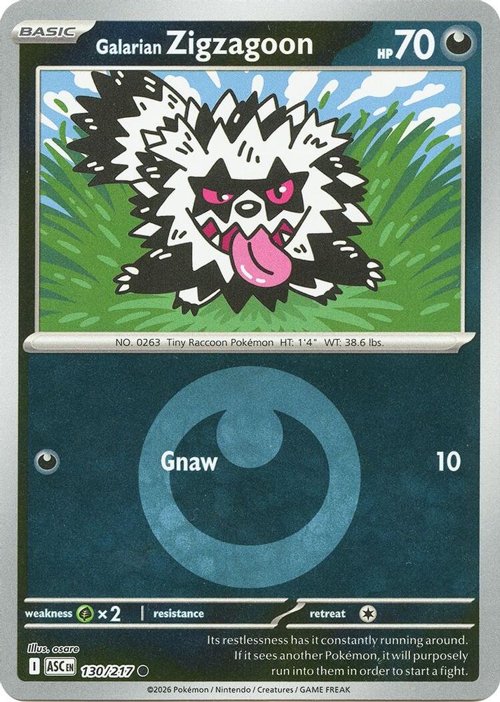 Galarian Zigzagoon (Energy Symbol Pattern) 130 - Reverse Holofoil ME Ascended Heroes - Common