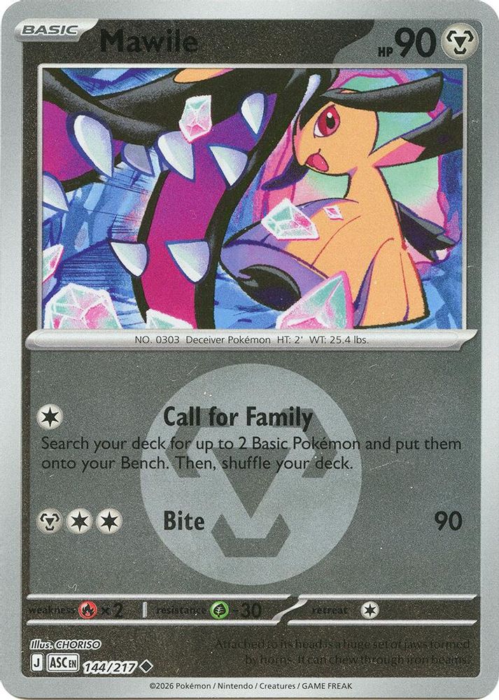 Mawile (Energy Symbol Pattern) 144/217 - Reverse Holofoil ME Ascended Heroes - Uncommon