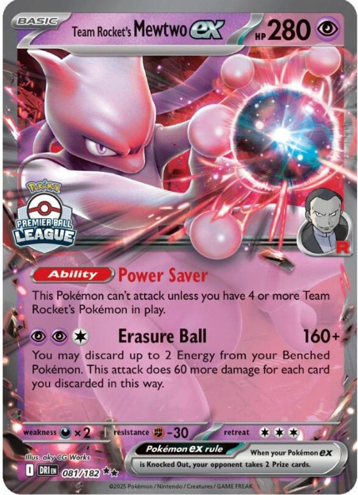 Team Rocket's Mewtwo ex 081 - Holofoil League & Championship Cards - Double Rare