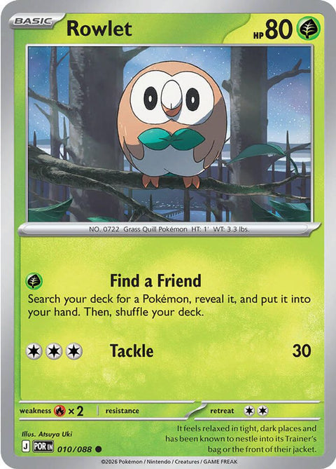 Rowlet 010/088 - Reverse Holofoil ME03 Perfect Order - Common
