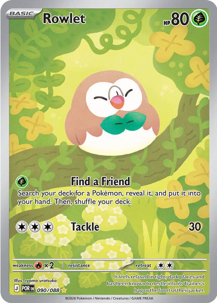 Rowlet 090/088 - Holofoil ME03 Perfect Order - Illustration Rare