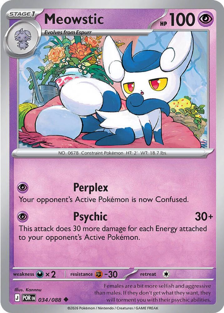Meowstic 034 - Reverse Holofoil ME03 Perfect Order - Uncommon