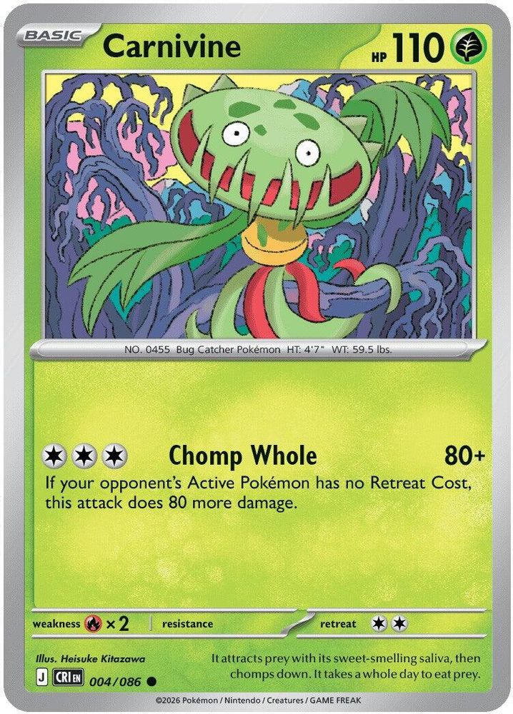 Carnivine 004 - Reverse Holofoil ME04 Chaos Rising - Common