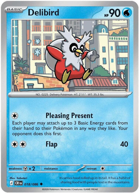 Delibird 018 - Reverse Holofoil ME04 Chaos Rising - Uncommon