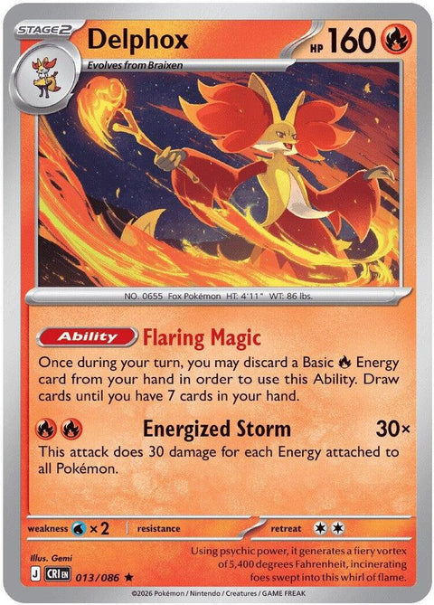 Delphox 013 - Reverse Holofoil ME04 Chaos Rising - Rare