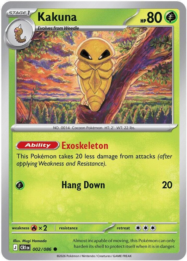 Kakuna 002 - Reverse Holofoil ME04 Chaos Rising - Common