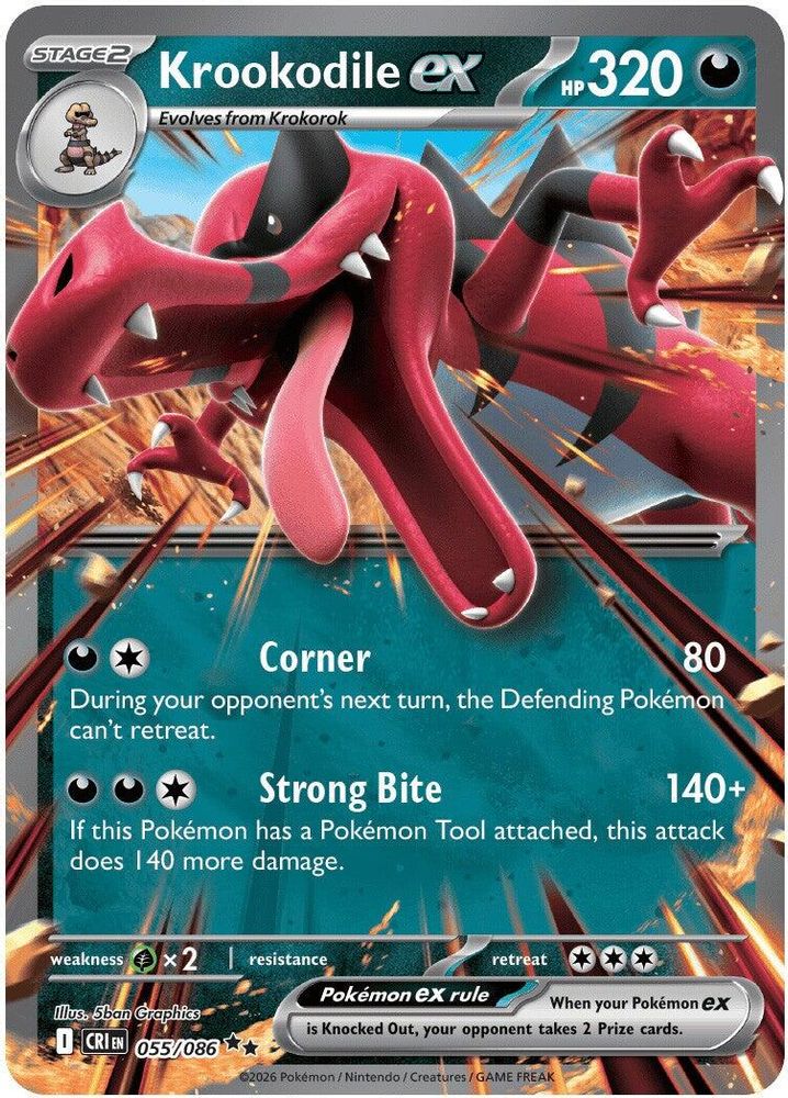 Krookodile ex 055 - Holofoil ME04 Chaos Rising - Double Rare