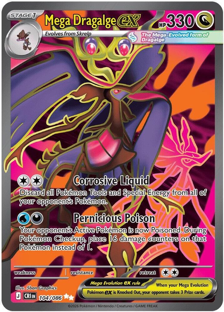 Mega Dragalge ex 104/086 - Holofoil ME04 Chaos Rising - Ultra Rare