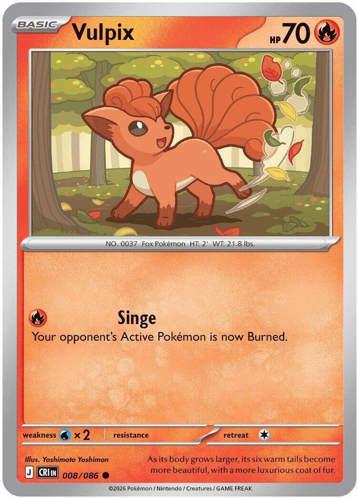 Vulpix 008 - Reverse Holofoil ME04 Chaos Rising - Common