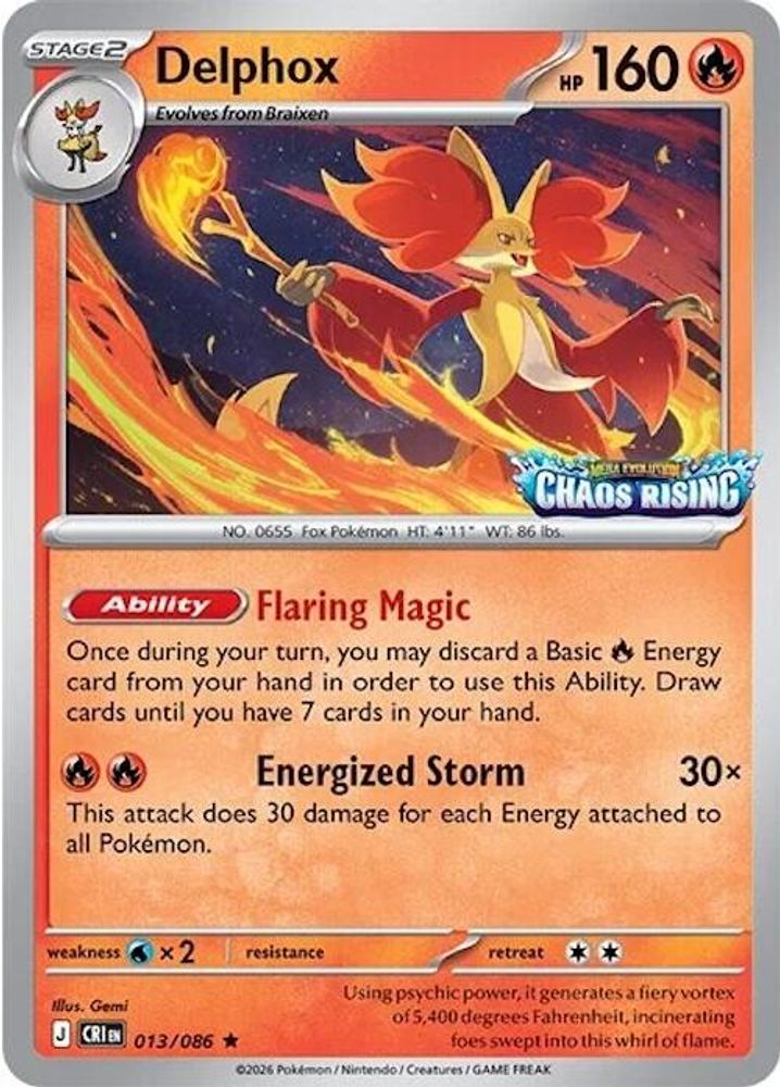 Delphox (Chaos Rising Stamped) 013/086 - Holofoil Miscellaneous Cards & Products - Rare