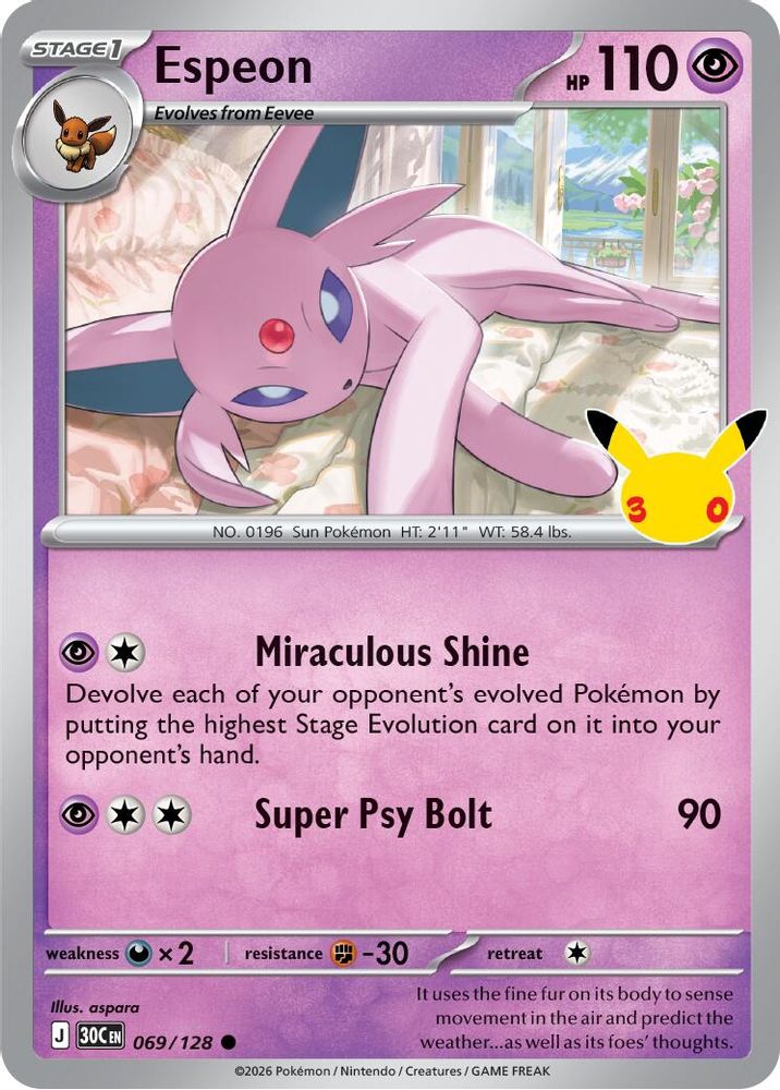 Espeon 069 - Holofoil ME 30th Celebration - Common