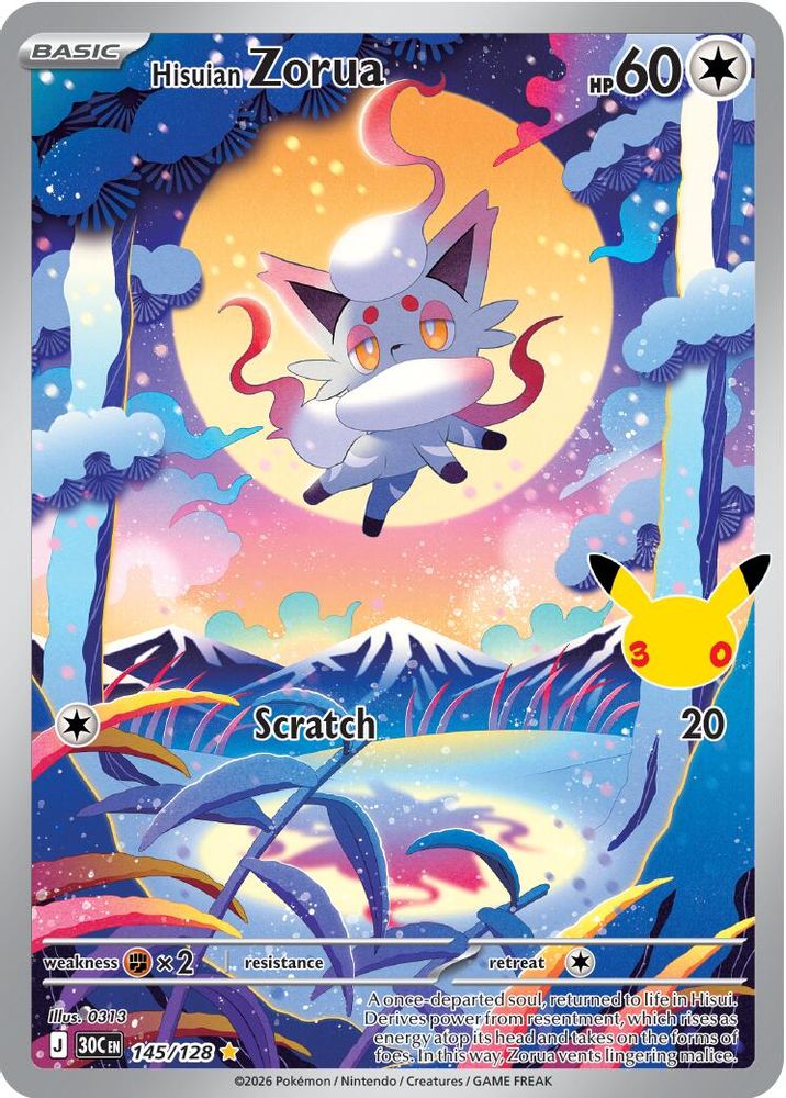 Hisuian Zorua 145 - Holofoil ME 30th Celebration - Illustration Rare