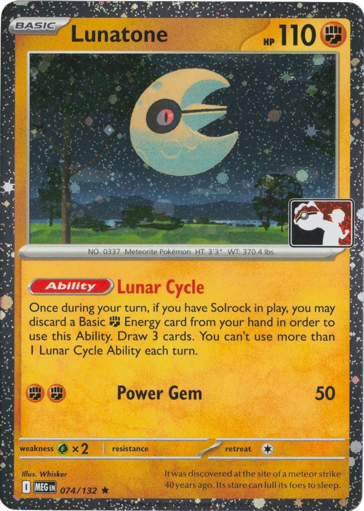 Lunatone (Cosmos Holo) 074/132 - Holofoil Prize Pack Series Cards - Rare