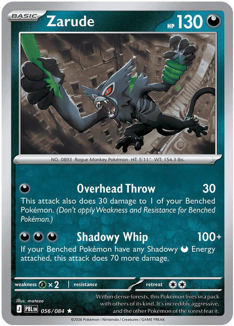 Zarude 056 - Reverse Holofoil ME05 Pitch Black - Rare