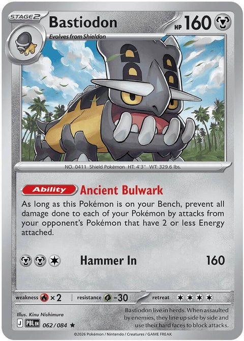 Bastiodon 062/084 - Reverse Holofoil ME05 Pitch Black - Rare
