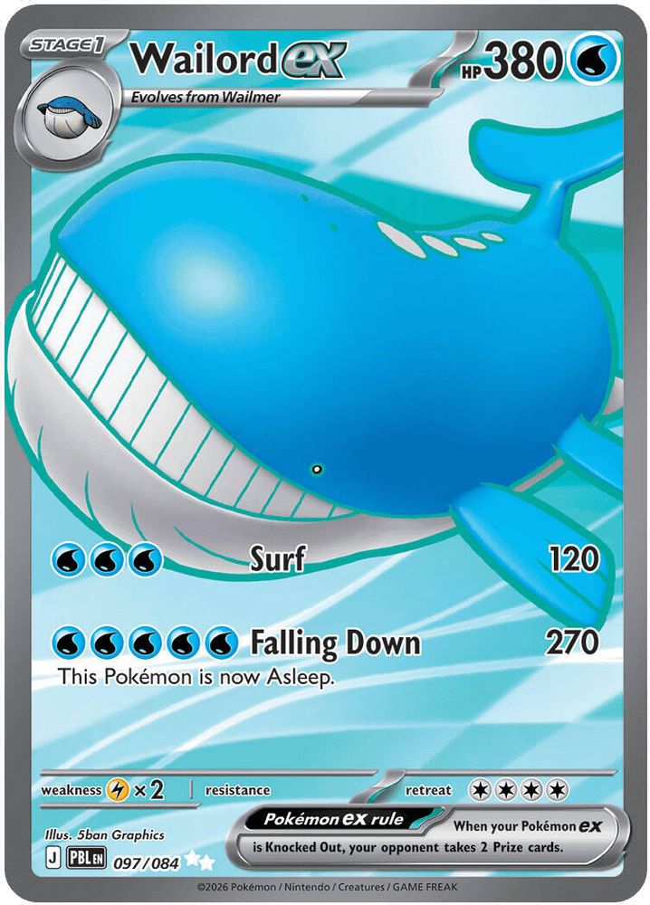 Wailord ex 097/084 - Holofoil ME05 Pitch Black - Ultra Rare