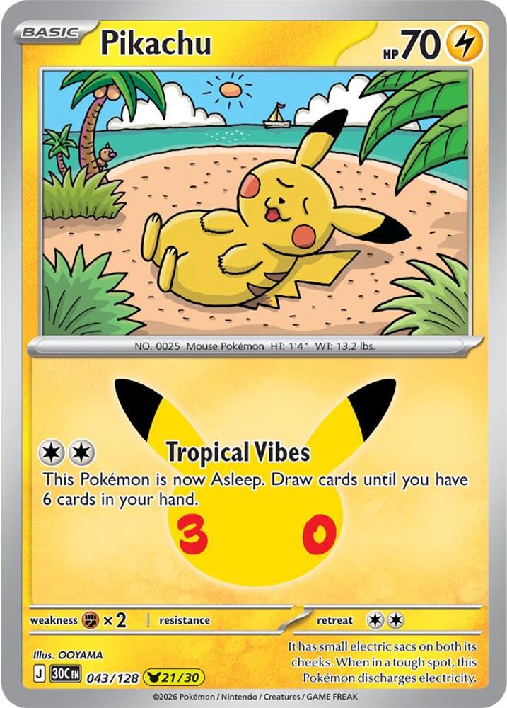 Pikachu 043/128 - Holofoil ME 30th Celebration - None