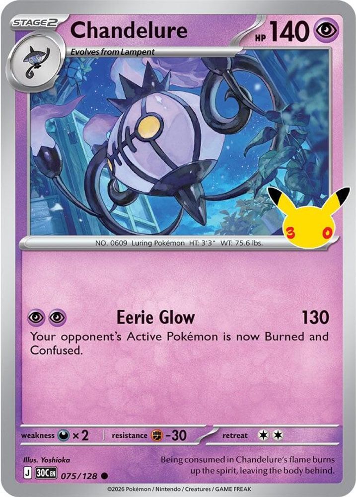 Chandelure 075/128 - Holofoil ME 30th Celebration - Common